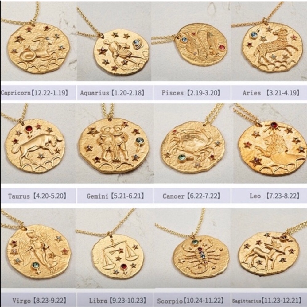 Crystal Zodiac Coin Necklace - Picture 4 of 7